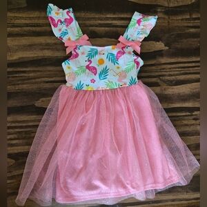 Good Lad Flamingo Tulle Pink Dress With Ruffles And Bows So Cute 24 Months
